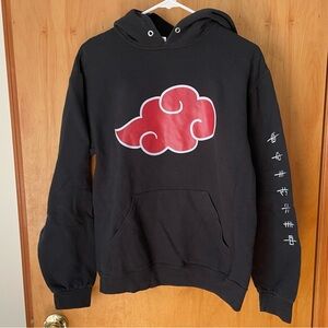 Black Anime Naruto Akatsuki Cloud Hoodie Sweatshirt with Anti-Village Symbols